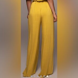 JLuxLabel Yellow Pants Close to You Knit Wide Drape Leg Band Waist M
